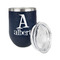 Name & Initial Stainless Wine Tumblers - Navy - Single Sided - Alt View