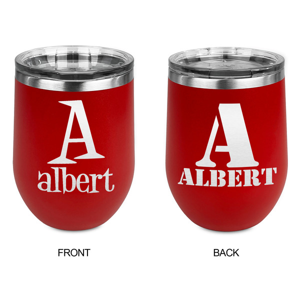 Name & Initial Stainless Wine Tumblers - Red - Double Sided - Approval