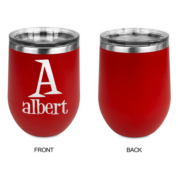 Name & Initial Stainless Wine Tumblers - Red - Single Sided - Approval