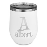 Name & Initial Stemless Stainless Steel Wine Tumbler - White - Single-Sided (Personalized)