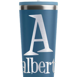 Name & Initial RTIC Everyday Tumbler with Straw - 28oz - Steel Blue - Double-Sided (Personalized)