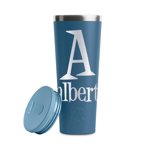 Name & Initial Steel Blue RTIC Everyday Tumbler - 28 oz. - Lid Off