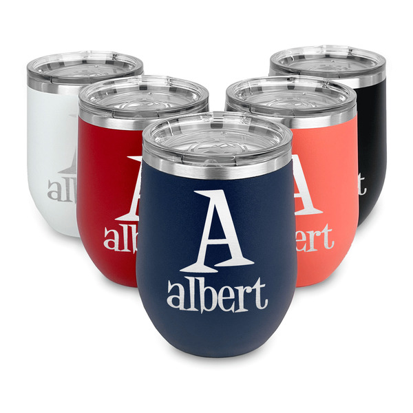 Name & Initial Steel Wine Tumblers Multiple Colors