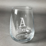 Name & Initial Stemless Wine Glass - Laser Engraved- Single (Personalized)