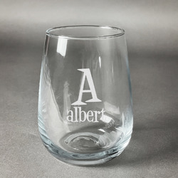 Name & Initial Stemless Wine Glass - Engraved (Personalized)