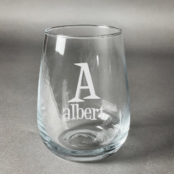 Name & Initial Stemless Wine Glass - Laser Engraved (Personalized)