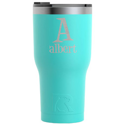 Name & Initial RTIC Tumbler - Teal - Engraved Front (Personalized)