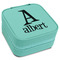 Name & Initial Travel Jewelry Boxes - Leatherette - Teal - Angled View