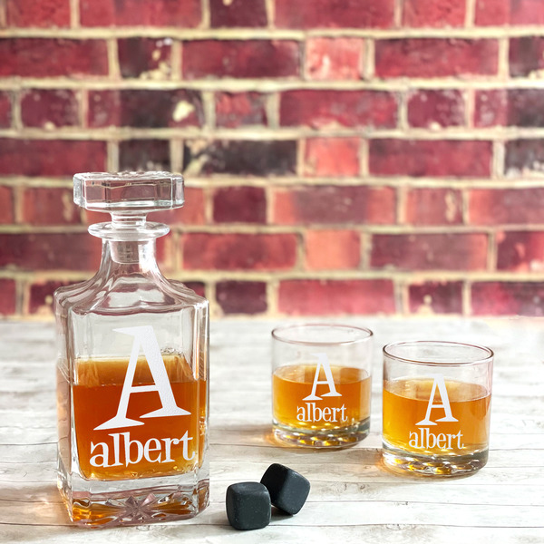 Name & Initial Whiskey Decanters - 26oz Square - LIFESTYLE