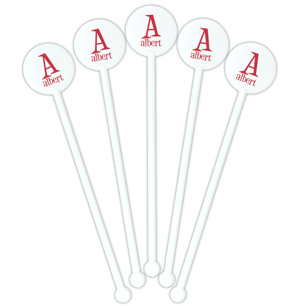 Name & Initial White Plastic 5.5" Stir Stick - Fan View