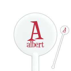 Name & Initial 5.5" Round Plastic Stir Sticks - White - Double-Sided (Personalized)