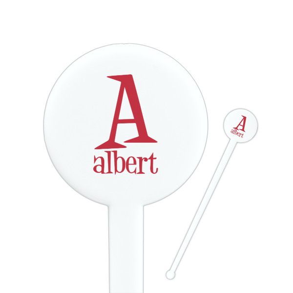 Custom Name & Initial 7" Round Plastic Stir Sticks - White - Double-Sided (Personalized)