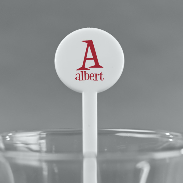 Name & Initial White Plastic 7" Stir Stick - Round - Main