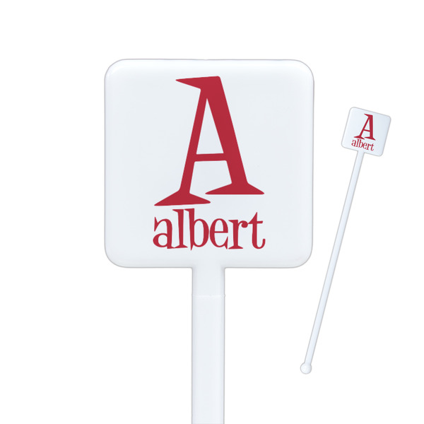 Custom Name & Initial Square Plastic Stir Sticks (Personalized)