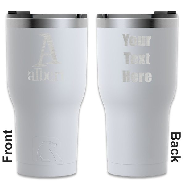 Custom Name & Initial RTIC Tumbler - White - Laser Engraved - Double-Sided (Personalized)