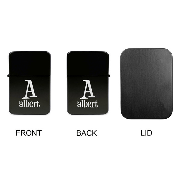 Name & Initial Windproof Lighters - Black, Double Sided, no Lid - APPROVAL