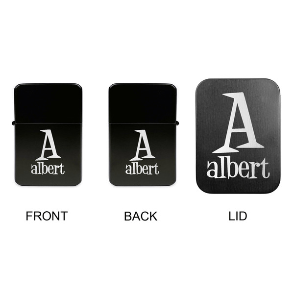 Name & Initial Windproof Lighters - Black, Double Sided, w Lid - APPROVAL