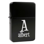 Name & Initial Windproof Lighter - Black - Single-Sided & Lid Engraved (Personalized)