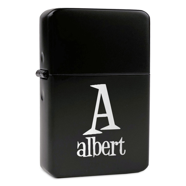 Custom Name & Initial Windproof Lighter - Black - Single-Sided (Personalized)