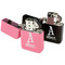 Name & Initial Windproof Lighters - Black & Pink - Open