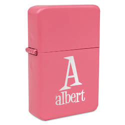 Name & Initial Windproof Lighter - Pink - Single-Sided & Lid Engraved (Personalized)
