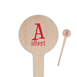 Name & Initial 4" Round Wooden Food Picks - Single-Sided (Personalized)
