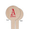 Name & Initial Wooden 4" Food Pick - Round - Single Sided - Front & Back