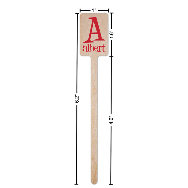 Name & Initial Wooden 6.25" Stir Stick - Rectangular - Dimensions