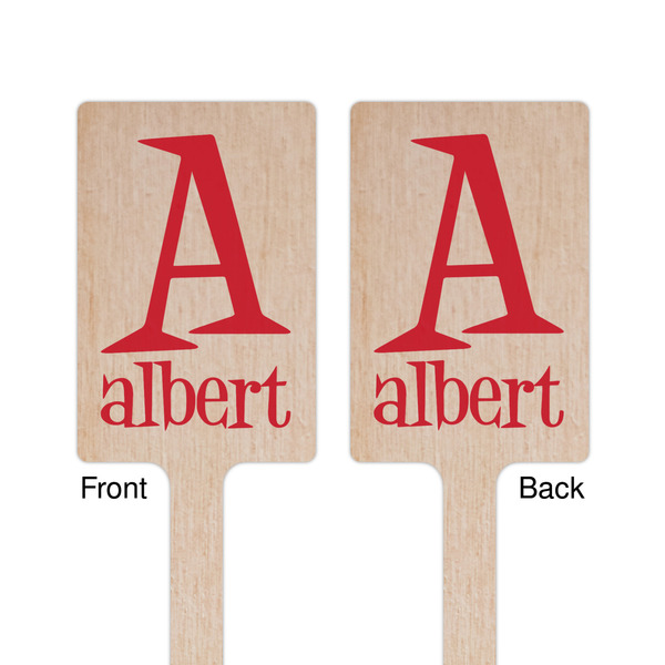 Name & Initial Wooden 6.25" Stir Stick - Rectangular - Double Sided - Front & Back