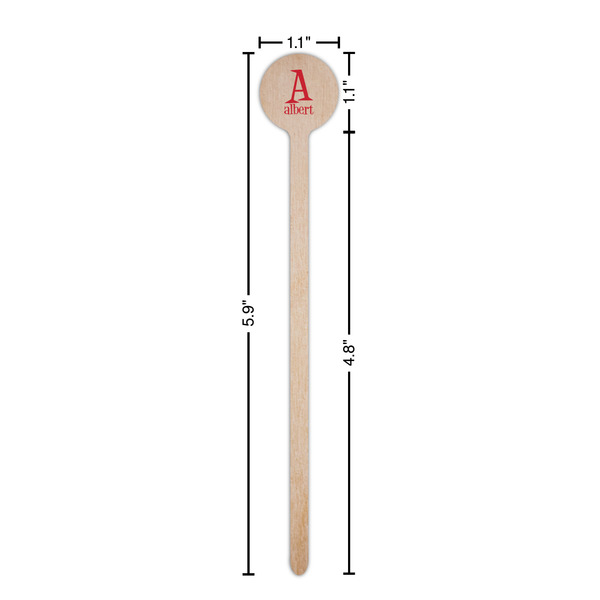 Name & Initial Wooden 6" Stir Stick - Round - Dimensions