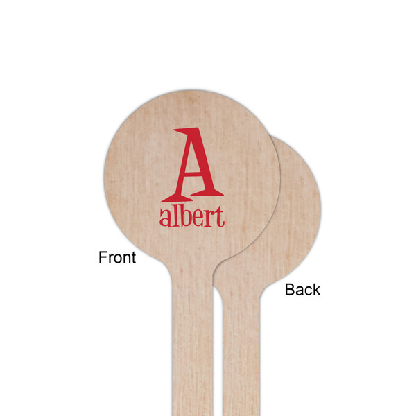Name & Initial Wooden 6" Stir Stick - Round - Single Sided - Front & Back