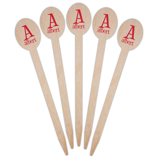 Name & Initial Wooden Food Pick - Oval - Fan View