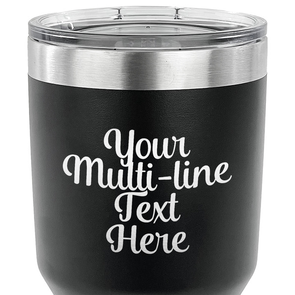 Multiline Text 30 oz Stainless Steel Ringneck Tumbler - Black - CLOSE UP