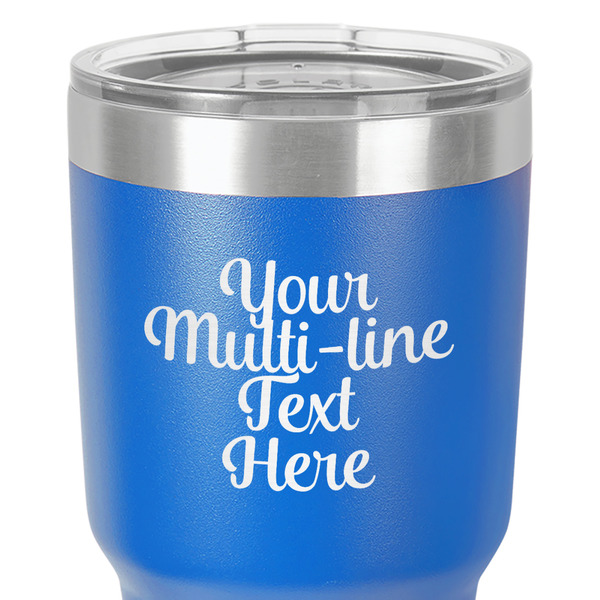 Multiline Text 30 oz Stainless Steel Ringneck Tumbler - Blue - Close Up