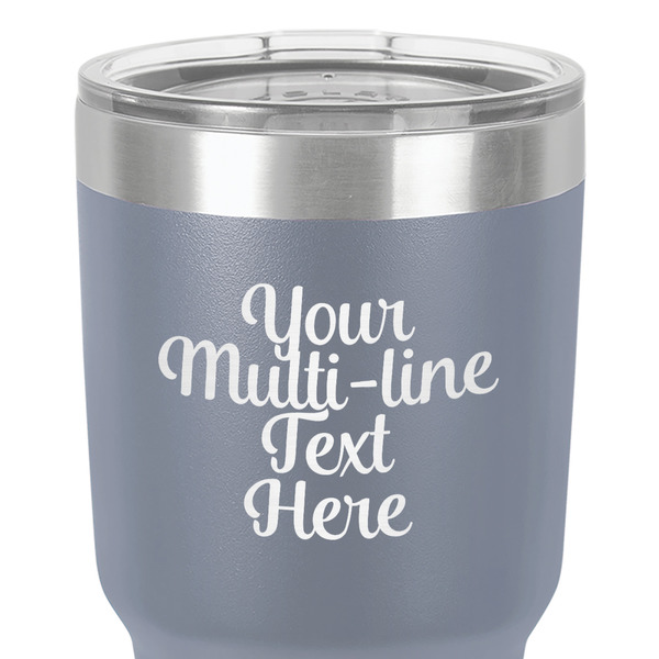 Multiline Text 30 oz Stainless Steel Ringneck Tumbler - Grey - Close Up