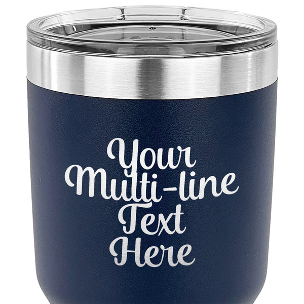 Multiline Text 30 oz Stainless Steel Ringneck Tumbler - Navy - CLOSE UP