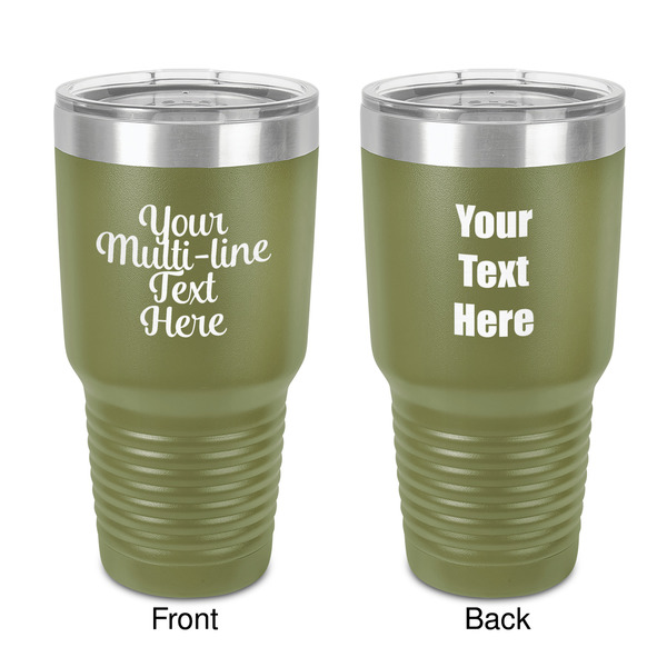 Custom Multiline Text 30 oz Stainless Steel Tumbler - Olive - Double-Sided (Personalized)