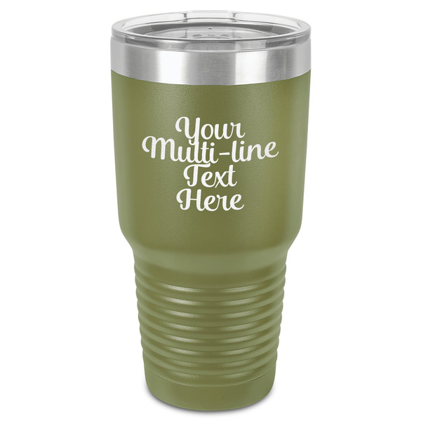 Custom Multiline Text 30 oz Stainless Steel Tumbler - Olive - Single-Sided (Personalized)