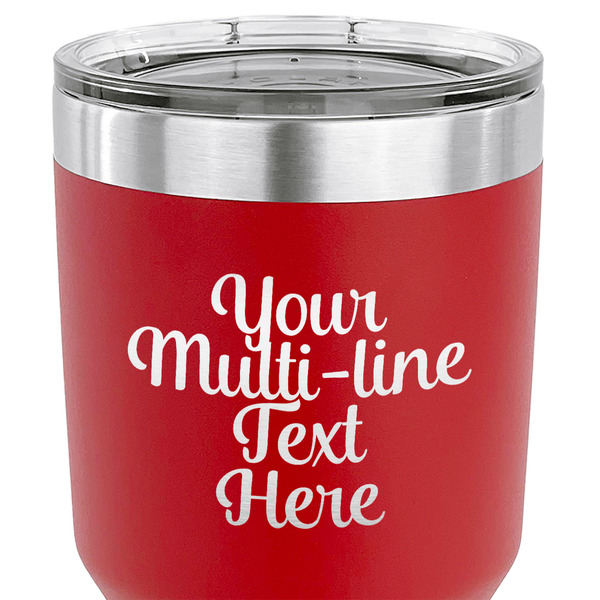 Multiline Text 30 oz Stainless Steel Ringneck Tumbler - Red - CLOSE UP