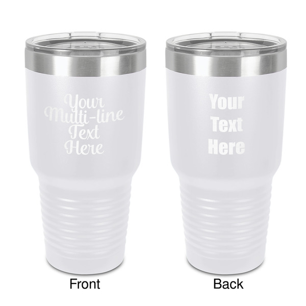 Custom Multiline Text 30 oz Stainless Steel Tumbler - White - Double-Sided (Personalized)