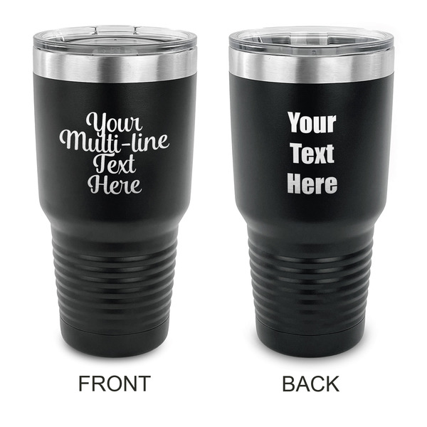 Custom Multiline Text 30 oz Stainless Steel Tumbler - Black - Double-Sided (Personalized)