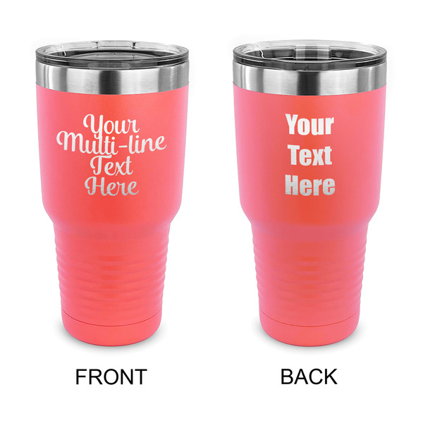 Custom Multiline Text 30 oz Stainless Steel Tumbler - Coral - Double-Sided (Personalized)