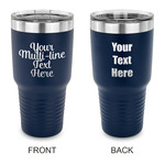 Multiline Text 30 oz Stainless Steel Tumbler - Navy - Double-Sided (Personalized)