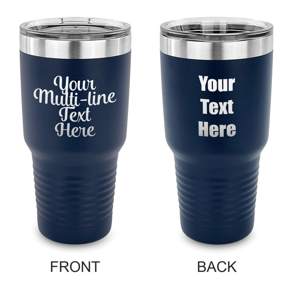 Custom Multiline Text 30 oz Stainless Steel Tumbler - Navy - Double-Sided (Personalized)