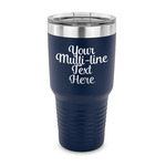 Multiline Text 30 oz Stainless Steel Tumbler - Navy - Single-Sided (Personalized)