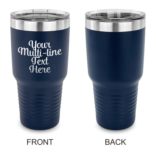 Multiline Text 30 oz Stainless Steel Ringneck Tumblers - Navy - Single Sided - APPROVAL