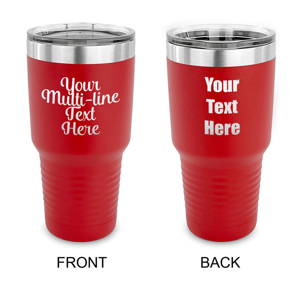 Custom Multiline Text 30 oz Stainless Steel Tumbler - Red - Double-Sided (Personalized)
