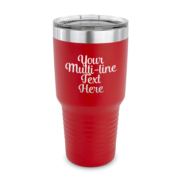 Custom Multiline Text 30 oz Stainless Steel Tumbler - Red - Single-Sided (Personalized)