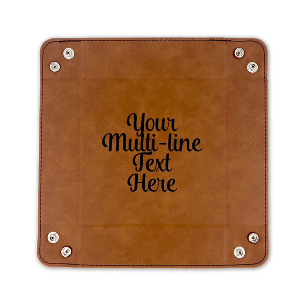 Multiline Text 6" x 6" Leatherette Snap Up Tray - FLAT FRONT