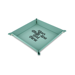 Multiline Text Faux Leather Valet Tray - 6" x 6" - Teal (Personalized)